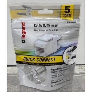5-Pack Cat 5e RJ45 Insert, Quick Connect, White WP3475-WH-V5, Legrand On-Q {FF}